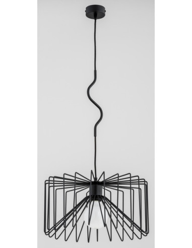 Nowoczesna lampa wisząca VERSO w stylu vertigo, metalowa, czarna, 90 cm, idealna do sypialni i holu, E27