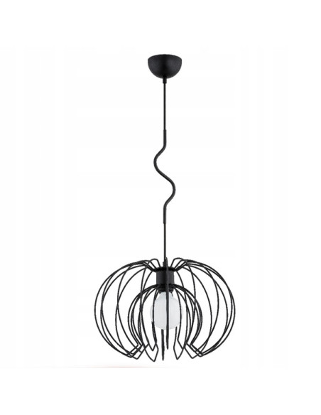 Nowoczesna lampa wisząca KIWI CZARNA z metalowym stelażem i zaokrąglonymi drutami - elegancja do Twojego wnętrza.