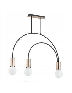 Lampa wisząca HARRY CZARNA z dwoma łukami na złotej podstawie – nowoczesny żyrandol do eleganckich wnętrz