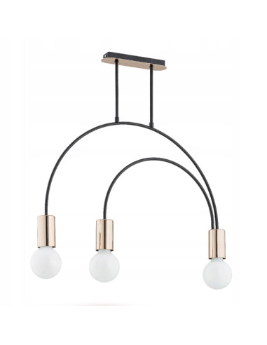 Lampa wisząca HARRY CZARNA z dwoma łukami na złotej podstawie – nowoczesny żyrandol do eleganckich wnętrz