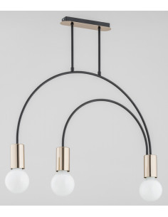 Lampa wisząca HARRY CZARNA z dwoma łukami na złotej podstawie – nowoczesny żyrandol do eleganckich wnętrz 2