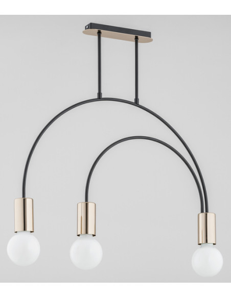 Lampa wisząca HARRY CZARNA z dwoma łukami na złotej podstawie – nowoczesny żyrandol do eleganckich wnętrz