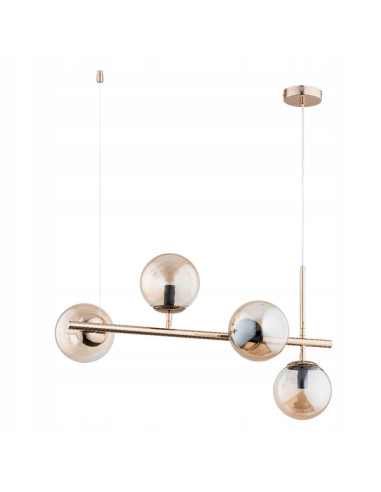 Lampa wisząca VINCI w złotym, eleganckim stylu z transparentnymi kulami - idealna do nowoczesnych wnętrz.