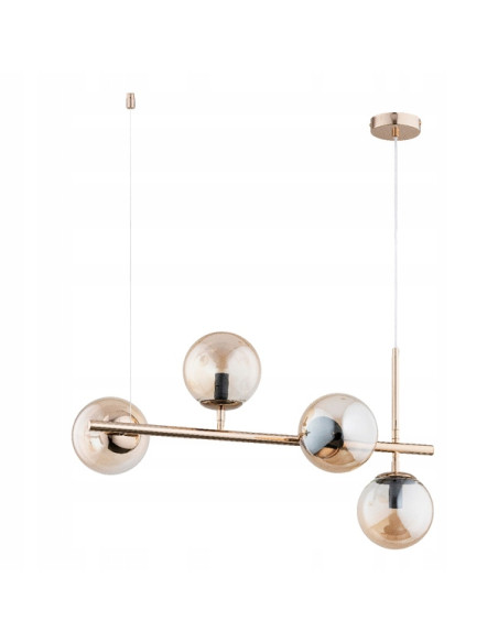 Lampa wisząca VINCI w złotym, eleganckim stylu z transparentnymi kulami - idealna do nowoczesnych wnętrz.