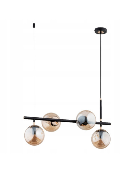 Nowoczesny żyrandol FIORE w czarno-złotej odsłonie - elegancka lampa do biura, jadalni i salonu