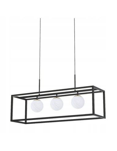 Nowoczesny żyrandol PIRO w stylu japońskim z czarną ramką, kulistymi źródłami światła - elegancja od Zuma Line