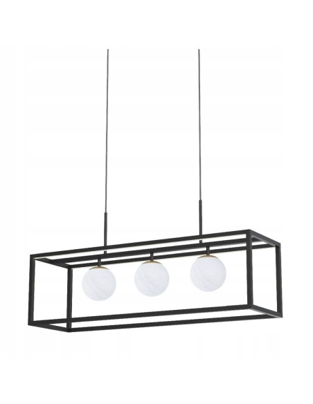 Nowoczesny żyrandol PIRO w stylu japońskim z czarną ramką, kulistymi źródłami światła - elegancja od Zuma Line