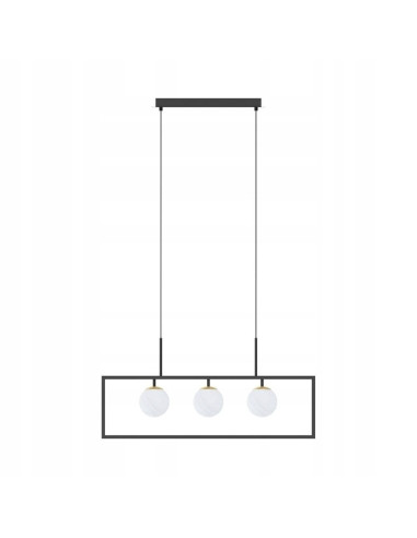 Nowoczesny żyrandol PIRO w stylu japońskim z czarną ramką, kulistymi źródłami światła - elegancja od Zuma Line