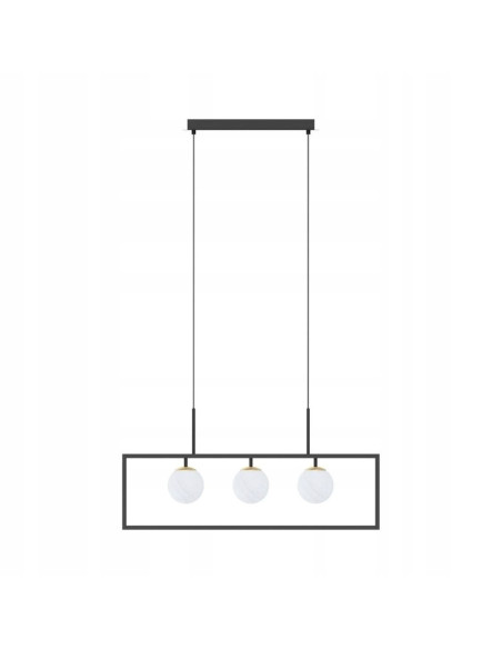 Nowoczesny żyrandol PIRO w stylu japońskim z czarną ramką, kulistymi źródłami światła - elegancja od Zuma Line