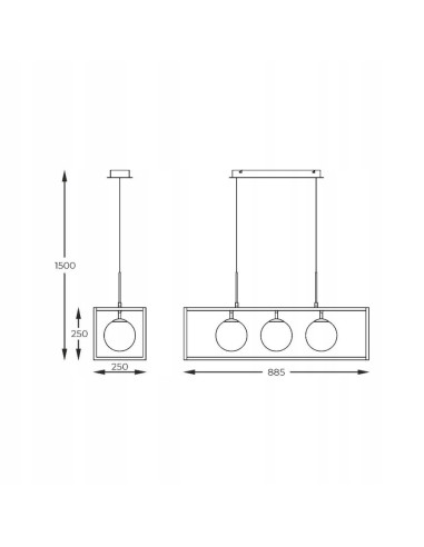 Nowoczesny żyrandol PIRO w stylu japońskim z czarną ramką, kulistymi źródłami światła - elegancja od Zuma Line