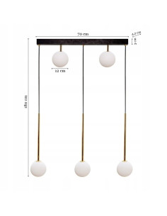 Lampa wisząca ALI Zuma Line z 5 źródłami światła - elegancka asymetryczna dekoracja do nowoczesnych wnętrz 2