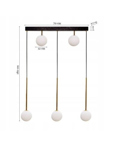 Lampa wisząca ALI Zuma Line z 5 źródłami światła - elegancka asymetryczna dekoracja do nowoczesnych wnętrz