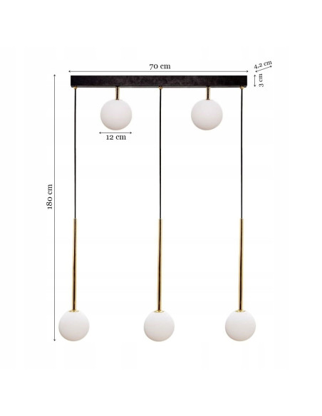 Lampa wisząca ALI Zuma Line z 5 źródłami światła - elegancka asymetryczna dekoracja do nowoczesnych wnętrz