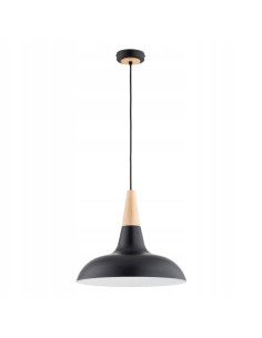 Lampa wisząca DORO z drewnianymi akcentami - eleganckie nowoczesne oświetlenie do każdego wnętrza w kolorze czarnym