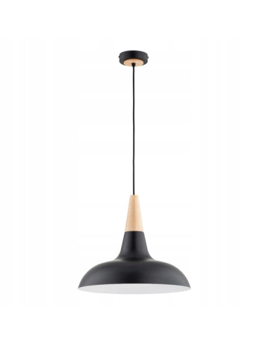 Lampa wisząca DORO z drewnianymi akcentami - eleganckie nowoczesne oświetlenie do każdego wnętrza w kolorze czarnym