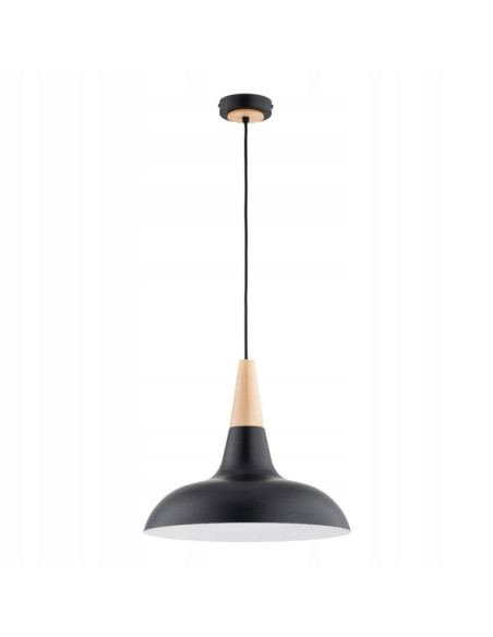 Lampa wisząca DORO z drewnianymi akcentami - eleganckie nowoczesne oświetlenie do każdego wnętrza w kolorze czarnym