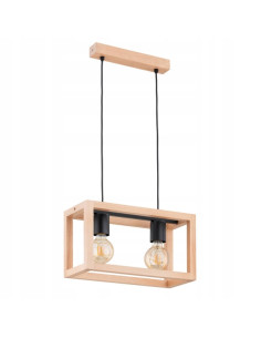 Lampa wisząca PAKO – nowoczesne oświetlenie z drewnianą oprawą do korytarza w kolorach beżowym i czarnym