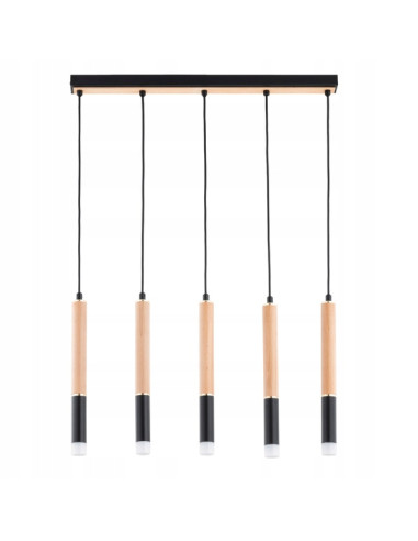 Lampa wisząca RODEO DREWNIANA - nowoczesna 5-punktowa z eleganckim designem do kuchni i wnętrz komercyjnych