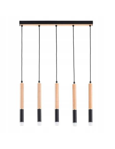 Lampa wisząca RODEO DREWNIANA - nowoczesna 5-punktowa z eleganckim designem do kuchni i wnętrz komercyjnych