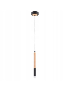 Nowoczesna lampa wisząca RODEO - minimalistyczny design do jadalni i salonu, czarna i beżowa, metalowa konstrukcja.