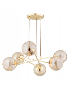 Elegancka lampa sufitowa TRISTAN w kolorze złotym z 6 kloszami – nowoczesny żyrandol do wnętrz glamour i klasycznych. 2