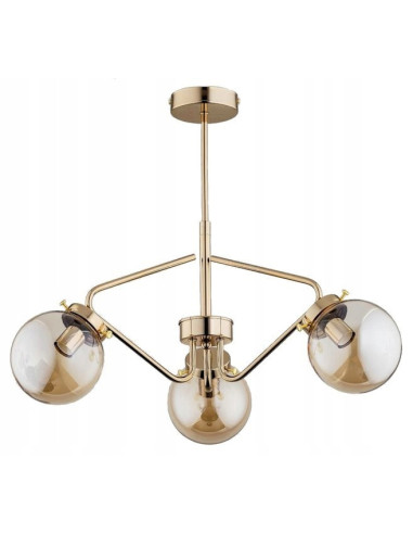 Lampa sufitowa BARSUM ZŁOTA, industrialny żyrandol E14, elegancki design do nowoczesnych wnętrz, 3 źródła światła.