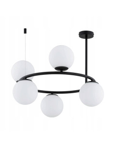 Lampa sufitowa RINGO A-5 w bieli i czerni - nowoczesne oświetlenie z 5 punktami świetlnymi E14 do każdego wnętrza