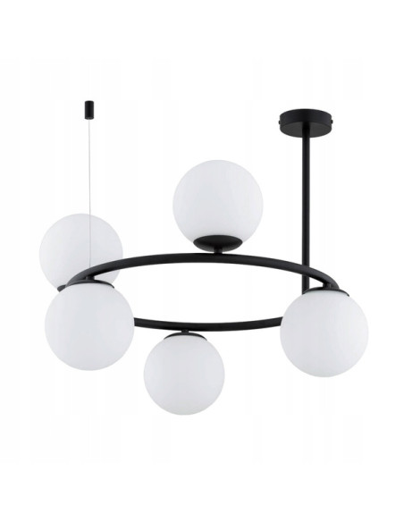 Lampa sufitowa RINGO A-5 w bieli i czerni - nowoczesne oświetlenie z 5 punktami świetlnymi E14 do każdego wnętrza