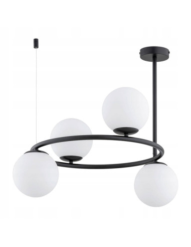 Nowoczesny Żyrandol RINGO A-4 w kolorze czarno-białym z kulistymi kloszami do sypialni i salonu