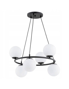 Lampa wisząca RINGO R6 w stylu industrialnym, czarno-biała, z 6 punktami świetlnymi E14, idealna do nowoczesnych wnętrz.