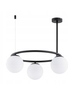 Lampa sufitowa RINGO A3 – nowoczesne oświetlenie w czerni i bieli z mlecznymi kulami do każdego wnętrza