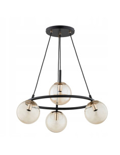 Lampa wisząca RINGO T4 w czerni i złocie, eleganckie oświetlenie do salonu, biura i jadalni, 4xE14