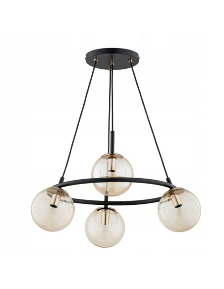 Lampa wisząca RINGO T4 w czerni i złocie, eleganckie oświetlenie do salonu, biura i jadalni, 4xE14