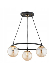 Nowoczesna lampa wisząca RINGO S3 czarna i złota, z trzema źródłami światła E14, elegancki design do każdego wnętrza