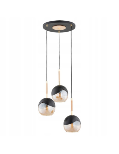 Lampa wisząca MILTONA w czerni i złocie z miodowymi detalami – nowoczesny akcent do biura, jadalni i sypialni.