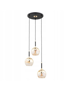 Elegancka lampa wisząca PRADA w kolorze złotym i czarnym, minimalistyczny design, 3 źródła światła do nowoczesnych wnętrz