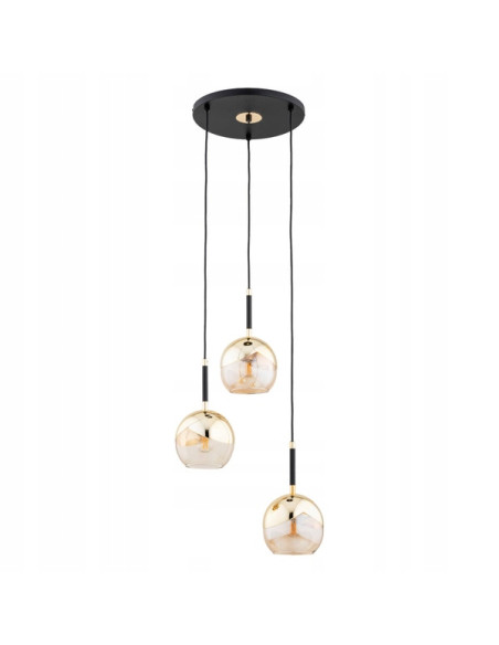 Elegancka lampa wisząca PRADA w kolorze złotym i czarnym, minimalistyczny design, 3 źródła światła do nowoczesnych wnętrz