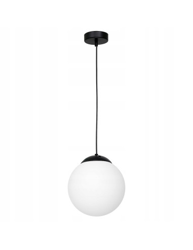 Nowoczesna lampa wisząca Volda 25 cm - elegancki biały klosz z czarnym zawieszeniem do każdego wnętrza
