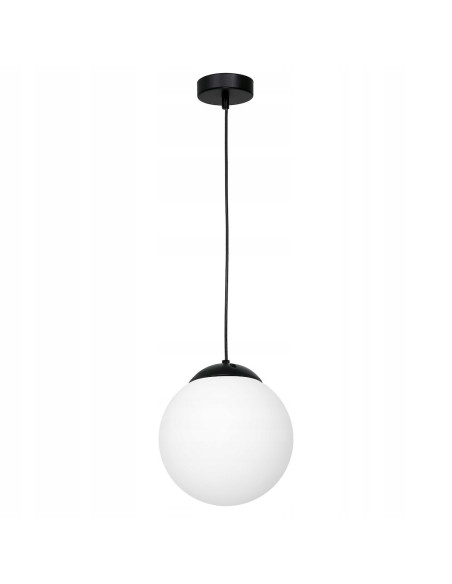 Nowoczesna lampa wisząca Volda 25 cm - elegancki biały klosz z czarnym zawieszeniem do każdego wnętrza