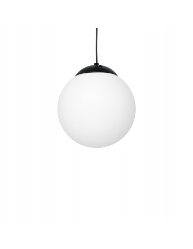 Nowoczesna lampa wisząca Volda 25 cm - elegancki biały klosz z czarnym zawieszeniem do każdego wnętrza