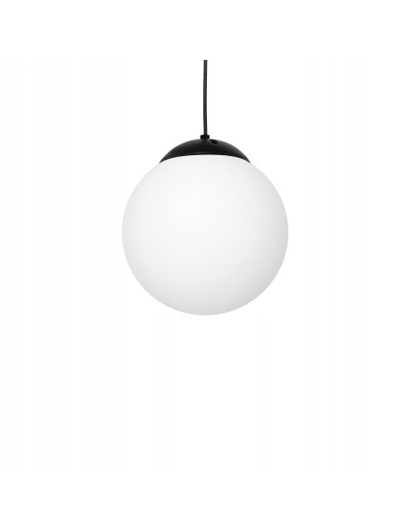 Nowoczesna lampa wisząca Volda 25 cm - elegancki biały klosz z czarnym zawieszeniem do każdego wnętrza