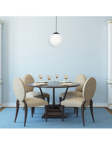 Nowoczesna lampa wisząca Volda 25 cm - elegancki biały klosz z czarnym zawieszeniem do każdego wnętrza