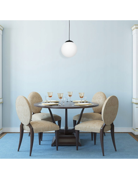 Nowoczesna lampa wisząca Volda 25 cm - elegancki biały klosz z czarnym zawieszeniem do każdego wnętrza