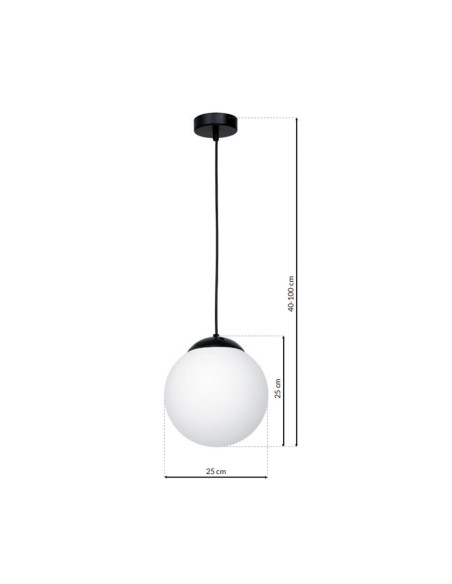 Nowoczesna lampa wisząca Volda 25 cm - elegancki biały klosz z czarnym zawieszeniem do każdego wnętrza