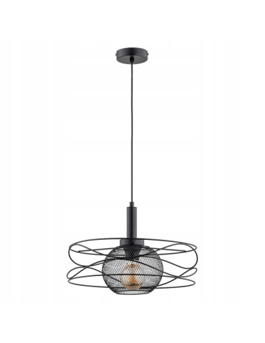 Lampa wisząca DIUK MIX CZARNA - loftowy design z metalową siatką do nowoczesnych wnętrz i biur.