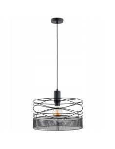 Żyrandol DIUK NET w kolorze czarnym - nowoczesna lampa industrialna do biura i salonu z metalowym kloszem E27