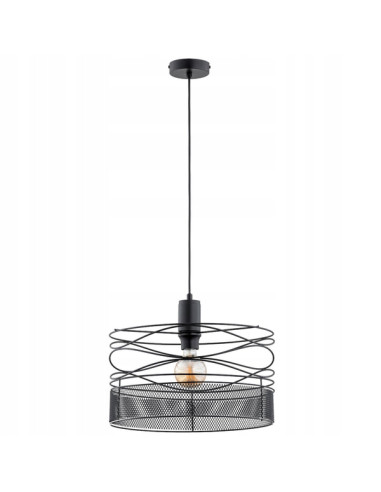 Żyrandol DIUK NET w kolorze czarnym - nowoczesna lampa industrialna do biura i salonu z metalowym kloszem E27