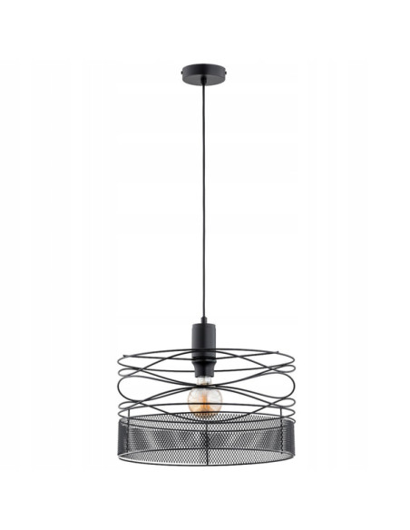Żyrandol DIUK NET w kolorze czarnym - nowoczesna lampa industrialna do biura i salonu z metalowym kloszem E27