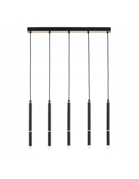 Lampa wisząca DERANY w kolorze czarnym i złotym, minimalistyczne oświetlenie z 5 punktami świetlnymi do wnętrz