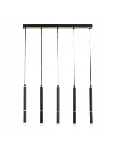 Elegancka lampa wisząca DESTO w czerni z 5 punktami świetlnymi - nowoczesne oświetlenie do jadalni i biura